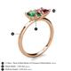 5 - Zoya Pear Shape Lab Created Alexandrite & Princess Shape Pink Tourmaline 2 Stone Duo Ring 