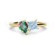 1 - Zoya Pear Shape Lab Created Alexandrite & Princess Shape Aquamarine 2 Stone Duo Ring 
