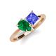 4 - Zoya Pear Shape Emerald & Princess Shape Tanzanite 2 Stone Duo Ring 