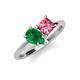 4 - Zoya Pear Shape Emerald & Princess Shape Pink Tourmaline 2 Stone Duo Ring 