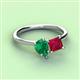 3 - Zoya Pear Shape Emerald & Princess Shape Lab Created Ruby 2 Stone Duo Ring 