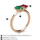 5 - Zoya Pear Shape Emerald & Princess Shape Lab Created Ruby 2 Stone Duo Ring 