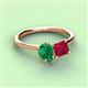 3 - Zoya Pear Shape Emerald & Princess Shape Lab Created Ruby 2 Stone Duo Ring 