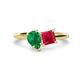 1 - Zoya Pear Shape Emerald & Princess Shape Lab Created Ruby 2 Stone Duo Ring 