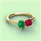 3 - Zoya Pear Shape Emerald & Princess Shape Lab Created Ruby 2 Stone Duo Ring 