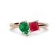 1 - Zoya Pear Shape Emerald & Princess Shape Lab Created Ruby 2 Stone Duo Ring 