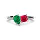 1 - Zoya Pear Shape Emerald & Princess Shape Lab Created Ruby 2 Stone Duo Ring 