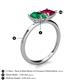 5 - Zoya Pear Shape Emerald & Princess Shape Lab Created Ruby 2 Stone Duo Ring 
