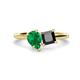 1 - Zoya Pear Shape Emerald & Princess Shape Black Diamond 2 Stone Duo Ring 