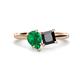 1 - Zoya Pear Shape Emerald & Princess Shape Black Diamond 2 Stone Duo Ring 