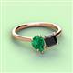 3 - Zoya Pear Shape Emerald & Princess Shape Black Diamond 2 Stone Duo Ring 
