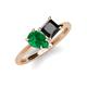 4 - Zoya Pear Shape Emerald & Princess Shape Black Diamond 2 Stone Duo Ring 