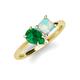 4 - Zoya Pear Shape Emerald & Princess Shape Lab Created Opal 2 Stone Duo Ring 