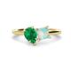 1 - Zoya Pear Shape Emerald & Princess Shape Lab Created Opal 2 Stone Duo Ring 