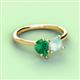 3 - Zoya Pear Shape Emerald & Princess Shape Lab Created Opal 2 Stone Duo Ring 