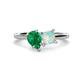 1 - Zoya Pear Shape Emerald & Princess Shape Lab Created Opal 2 Stone Duo Ring 