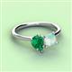 3 - Zoya Pear Shape Emerald & Princess Shape Lab Created Opal 2 Stone Duo Ring 