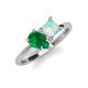 4 - Zoya Pear Shape Emerald & Princess Shape Lab Created Opal 2 Stone Duo Ring 