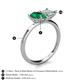5 - Zoya Pear Shape Emerald & Princess Shape Lab Created Opal 2 Stone Duo Ring 