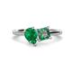 1 - Zoya Pear Shape Emerald & Princess Shape Lab Created Alexandrite 2 Stone Duo Ring 