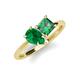 4 - Zoya Pear Shape Emerald & Princess Shape Lab Created Alexandrite 2 Stone Duo Ring 