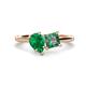 1 - Zoya Pear Shape Emerald & Princess Shape Lab Created Alexandrite 2 Stone Duo Ring 