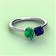 3 - Zoya Pear Shape Emerald & Princess Shape Lab Created Blue Sapphire 2 Stone Duo Ring 