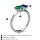 5 - Zoya Pear Shape Emerald & Princess Shape Lab Created Blue Sapphire 2 Stone Duo Ring 