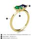 5 - Zoya Pear Shape Emerald & Princess Shape Lab Created Blue Sapphire 2 Stone Duo Ring 