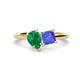 1 - Zoya Pear Shape Emerald & Princess Shape Tanzanite 2 Stone Duo Ring 