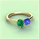 3 - Zoya Pear Shape Emerald & Princess Shape Tanzanite 2 Stone Duo Ring 