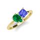 4 - Zoya Pear Shape Emerald & Princess Shape Tanzanite 2 Stone Duo Ring 