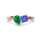 1 - Zoya Pear Shape Emerald & Princess Shape Tanzanite 2 Stone Duo Ring 