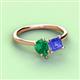 3 - Zoya Pear Shape Emerald & Princess Shape Tanzanite 2 Stone Duo Ring 