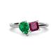 1 - Zoya Pear Shape Emerald & Princess Shape Rhodolite Garnet 2 Stone Duo Ring 