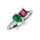 4 - Zoya Pear Shape Emerald & Princess Shape Rhodolite Garnet 2 Stone Duo Ring 