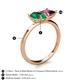 5 - Zoya Pear Shape Emerald & Princess Shape Rhodolite Garnet 2 Stone Duo Ring 