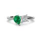 1 - Zoya Pear Shape Emerald & Princess Shape Certified Lab Grown Diamond 2 Stone Duo Ring 