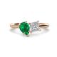 1 - Zoya Pear Shape Emerald & Princess Shape Certified Lab Grown Diamond 2 Stone Duo Ring 