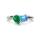 1 - Zoya Pear Shape Emerald & Princess Shape Blue Topaz 2 Stone Duo Ring 