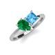 4 - Zoya Pear Shape Emerald & Princess Shape Blue Topaz 2 Stone Duo Ring 