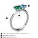 5 - Zoya Pear Shape Emerald & Princess Shape Blue Topaz 2 Stone Duo Ring 