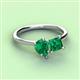 3 - Zoya Pear Shape Emerald & Princess Shape Lab Created Emerald 2 Stone Duo Ring 