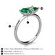 5 - Zoya Pear Shape Emerald & Princess Shape Lab Created Alexandrite 2 Stone Duo Ring 