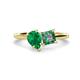 1 - Zoya Pear Shape Emerald & Princess Shape Lab Created Alexandrite 2 Stone Duo Ring 