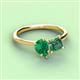 3 - Zoya Pear Shape Emerald & Princess Shape Lab Created Alexandrite 2 Stone Duo Ring 