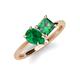 4 - Zoya Pear Shape Emerald & Princess Shape Lab Created Alexandrite 2 Stone Duo Ring 