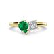 1 - Zoya Pear Shape Emerald & Princess Shape Forever Brilliant Moissanite 2 Stone Duo Ring 