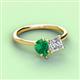 3 - Zoya Pear Shape Emerald & Princess Shape Forever Brilliant Moissanite 2 Stone Duo Ring 