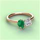 3 - Zoya Pear Shape Emerald & Princess Shape Forever Brilliant Moissanite 2 Stone Duo Ring 